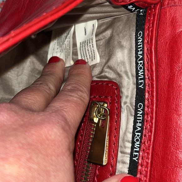 Cynthia Rowley Red Leather Gold Turn Lock Clutch - Picture 6 of 8